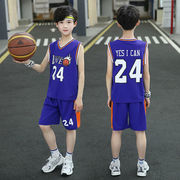 儿童套装夏装童装男女童中大童运动球服24号科比篮球服小学生队服