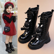 女童靴子2023秋冬儿童鞋子长筒靴马丁靴高筒单靴公主卡通皮靴