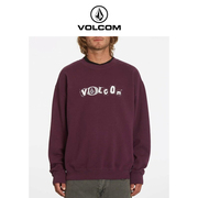 VOLCOM钻石男装户外加绒设计印花套头衫2024冬季欧美简约卫衣
