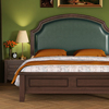 乡村美式实木床1.8米双人床现代简约1.5主卧复古家具轻奢软包婚床