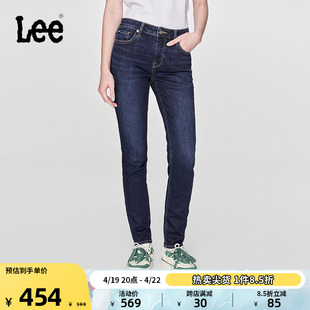 lee24春夏433修身高腰，窄脚深蓝色高弹女牛仔，长裤显瘦潮a06421