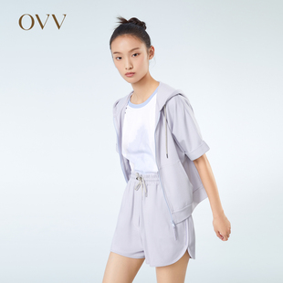 高级运动系列OVV2023春夏女装舒适棉质休闲短袖外套