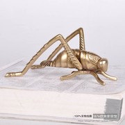 印度进口纯铜黄铜蜻蜓蚂蚱摆件 北欧美式创意纸镇书房家居装饰品