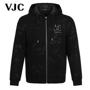 VJC/威杰思2023秋冬男装灰色连帽羽绒服字母花休闲短款外套