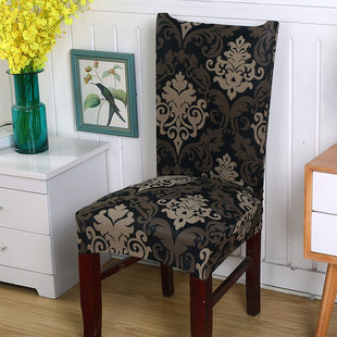 四季通用家用餐椅套全包欧式连体弹力椅子套黑色耐脏凳子套罩子