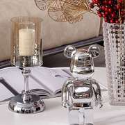 家用样板房创意银色，北欧西餐桌烛台摆件现代烛光，晚餐浪漫道具摆台