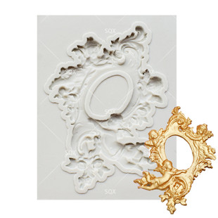天使相框硅胶蛋糕模具欧式镜框，形状翻糖模具，蛋糕装饰工具17166