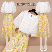 白色蕾丝上衣女夏季仙女超仙，法式甜美短袖小衫高档洋气减龄雪纺衫