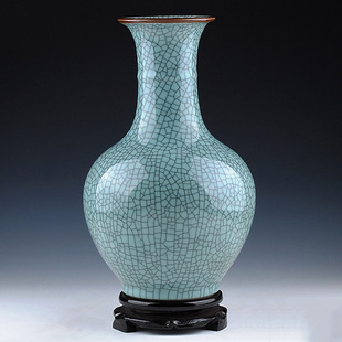 景德镇陶瓷花瓶摆件客厅插花仿古官窑瓷瓶，中式家居装饰品瓷器瓶子