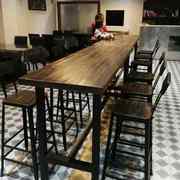 复古做旧实木吧台桌椅组合高脚桌阳台窄桌长条酒吧桌咖啡靠墙桌子