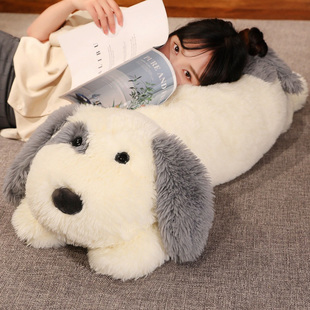 可爱白色狗狗陪睡玩偶睡觉抱公仔毛绒，玩具女孩布娃娃床上抱着睡的