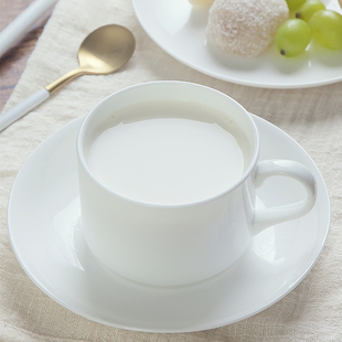 陶瓷白色骨瓷接待釉下彩意式，咖啡杯碟套装欧式带碟下午茶杯牛奶杯