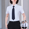 高级感职业衬衫女短袖夏季工作服气质，上衣正装夏天工装半袖白衬衣(白衬衣)
