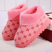 冬季高帮棉拖鞋女全包，跟加绒厚底毛毛保暖居家室内防滑带后跟棉鞋