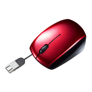 日本SANWA SUPPLY小尺寸静音鼠标有线可伸缩超短线绳便携USB滑鼠