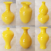 景德镇陶瓷花瓶纯黄色小号创意玄关摆件客厅家用现代干花插花装饰