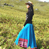 卓玛民族风超大摆半身裙棉麻，拼接款拖地长裙