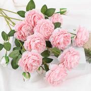 仿真牡丹西洋玫瑰花束绢花客厅家居干花摆设插花室内装饰摆件假花