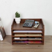 实木文件架办公室桌面桌上a4多层分层文件办公用品收纳盒收纳架木
