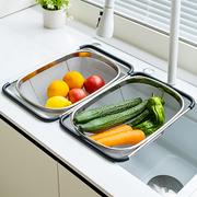 厨房伸缩304不锈钢水槽沥水，篮洗水果盘碗池宜家果蔬菜篮子