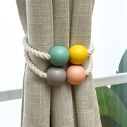 美式简约窗帘绑带窗帘扣绳子创意木球磁，铁扣吸力吊球窗帘夹挂钩
