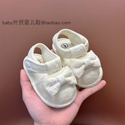 夏季婴幼儿女宝宝纯棉不掉鞋0-1岁软底棉质公主透气学步防滑凉鞋