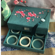 中国风刺绣首饰手镯盒，饰品双层戒指，项链收纳盒大容量母亲节