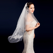 新娘头纱婚纱韩式头纱超长3米头纱拖尾蕾丝结婚1.5米白色软纱