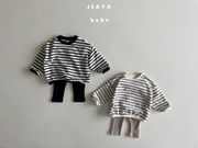 韩国童装JEAYA春季婴童宝宝棉柔圆领条纹T恤卫衣打底裤套装