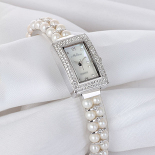 melissa手表手链表珍珠镶水钻表带时尚潮流方形表盘时装女表