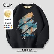 森马集团品牌GLM港风ins潮牌油画风重磅加绒卫衣男冬季宽松打底衫