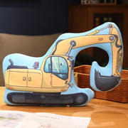 蹒跚熊卡通小汽车抱枕可爱警车玩具挖掘机靠枕陪睡床上安抚靠垫儿