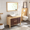 现代简约原木色实木浴室柜，组合落地北欧卫，浴柜整体洗脸盆柜定制