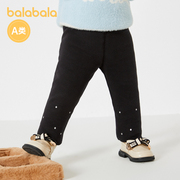 巴拉巴拉宝宝裤子女童打底裤加绒冬季婴儿长裤加厚保暖精致印花潮