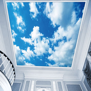 蓝天白云墙纸天花板吊顶壁纸卧室棚顶3d壁画客厅，过道屋顶天空墙布