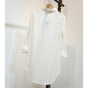 白衬衫女中长款遮屁股宽松大码长袖韩版打底衬衣，时尚性感睡衣bf潮