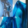 透明tpu冰晶深蓝色透视服装，风雨衣隔水包环保塑料设计师面料