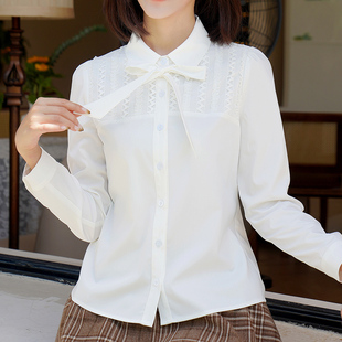 ATAR清货 淑女通勤OL长袖衬衫 秋季蝴蝶结木耳边衬衣白领打底衫