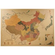 牛皮纸复古中国旅游地图景点旅行足迹打卡标注客厅办公室装饰画。