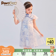 云霓系列PawinPaw卡通小熊童装24夏女童青花瓷网纱连衣裙