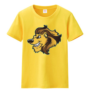 狮子印花图案男女儿童t恤童装，2019小中大童夏装短袖t恤纯棉衣服