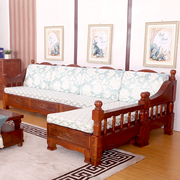 实木沙发组合水曲柳储物简约现代欧式转角贵妃客厅大户型家具套装
