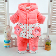 女童装秋冬款0-1-2岁半婴儿童两件套装，宝宝小孩衣服加厚棉衣冬装