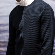 男装2020韩版潮流纯色圆领长袖套头宽松针织羊毛毛线衣男加厚
