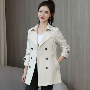 风衣外套女春秋2024年韩版修身小个子，女士流行气质米白色风衣