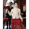红色马面裙敬酒服新娘，新中式婚服订婚礼服，裙女秋冬季汉服上衣