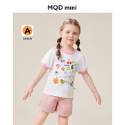 MQDmini女童短袖T恤2024儿童泡泡袖纯棉衣服夏装宝宝夏季上衣
