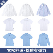 中小学生儿童白衬衫男童长袖纯色棉质打底白色衬衣棉质短袖校服