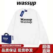 WASSUP简约卫衣国潮休闲上衣男女秋冬季情侣装wassup青少年