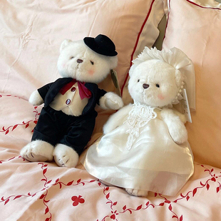 压床娃娃一对结婚高档婚纱，小熊毛绒玩具，陪嫁泰迪熊礼物送新娘